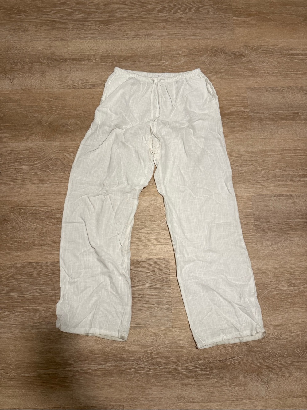 Daydreamer White Casual Linen-Blend Chinos